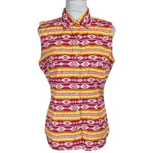 Panhandle‎ Slim Boho Western Pearl Snap Shirt Size M Colorful Aztec Southwestern